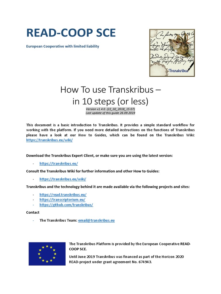 Read-Coop Sce: How To Use Transkribus - in 10 Steps (Or Less) | PDF ...