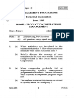 Management Programme: Ms-053: Production/Operations Management