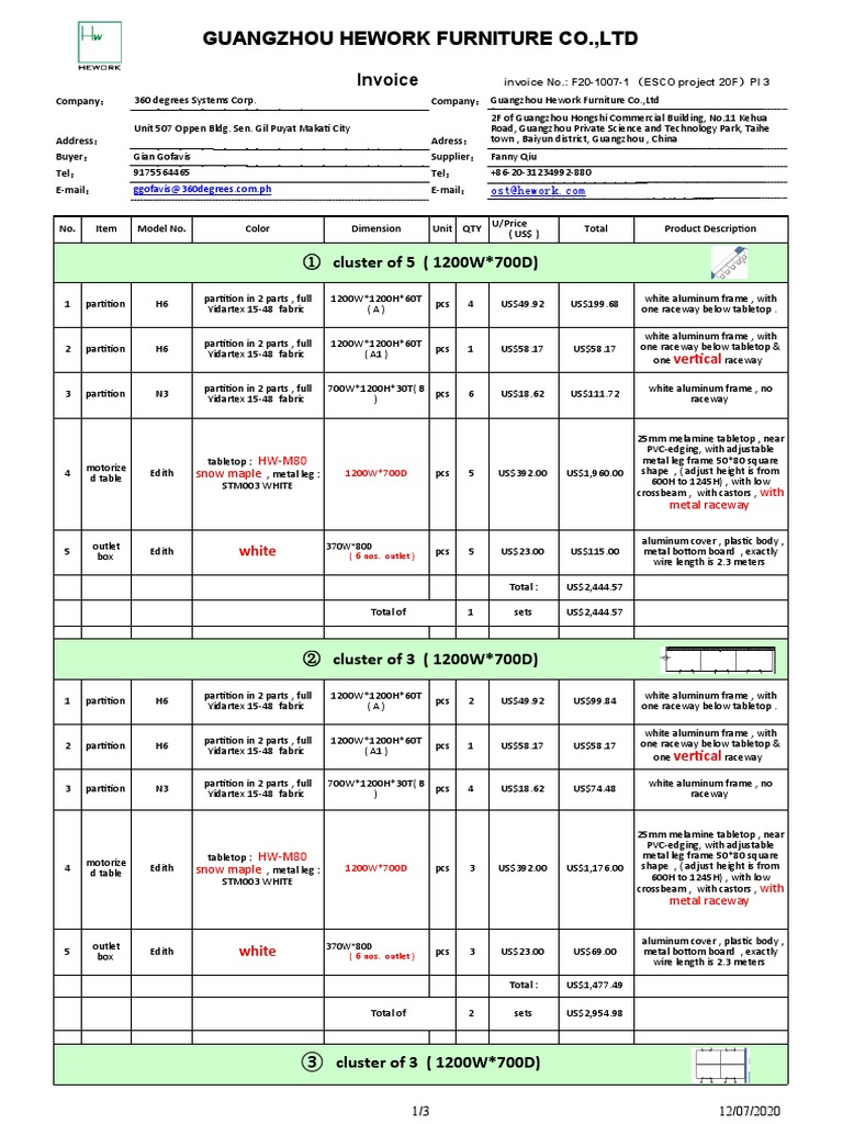 Office Furniture Invoice Details | PDF | Nature | Business