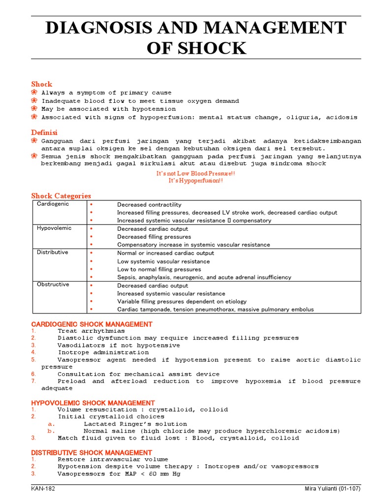 Shock Diagnosis and Management Guide | PDF | Shock (Circulatory ...