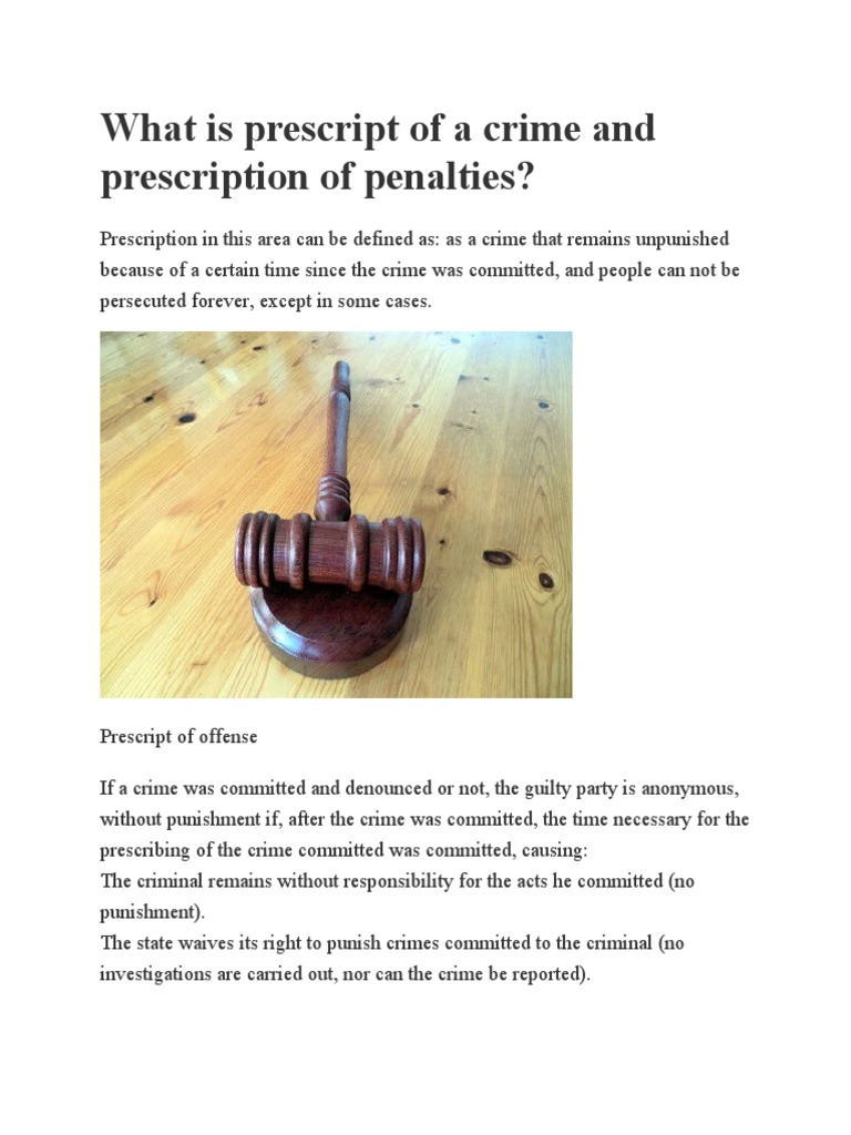 What Is Prescript of A Crime and Prescription of Penalties PDF