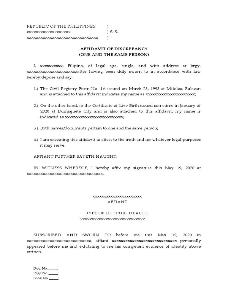 Affidavit of Name Discrepancy | PDF