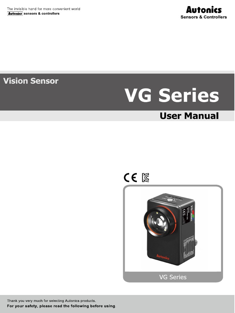 Manual Autonics Vision Sensor VG PDF Optical Filter Power Supply
