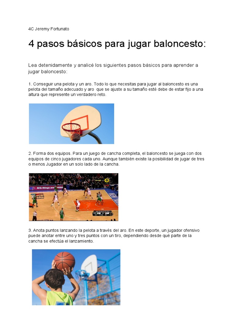 4 Pasos Basicos para Jugar Baloncesto. (Texto Instructivo) | PDF