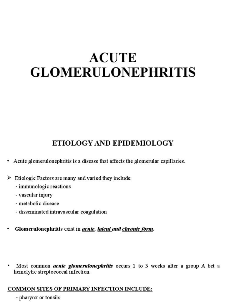 Acute Glomerulonephritis 1 | PDF | Infection | Edema