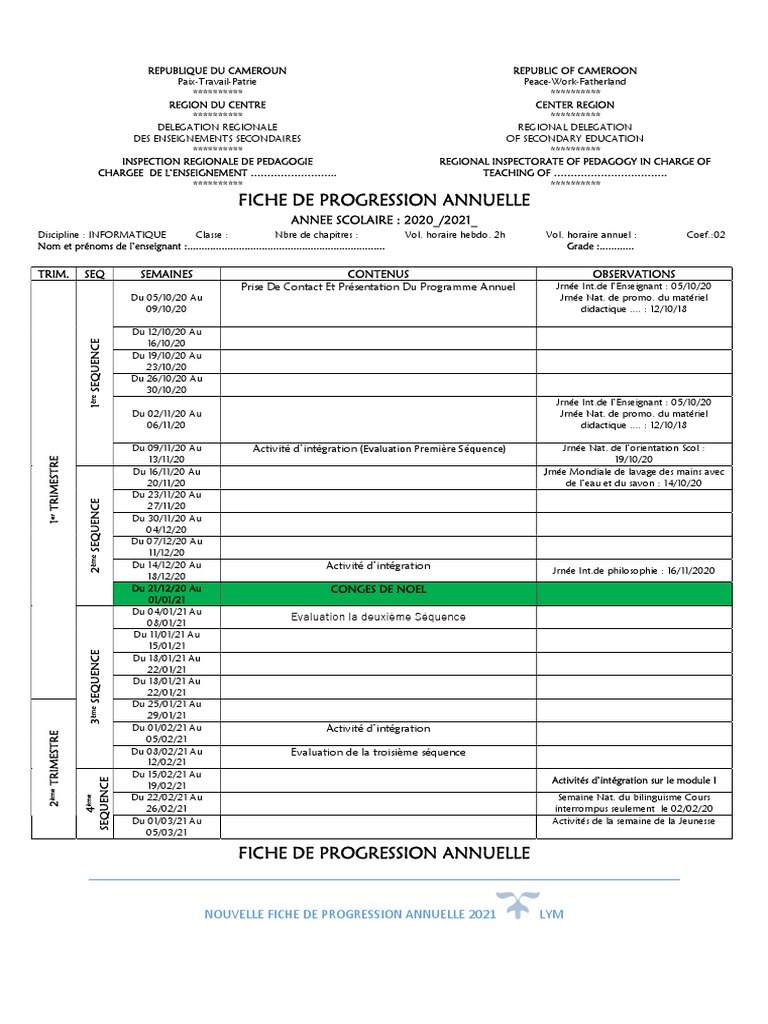 Exemple De Progression Pédagogique Anglais Bac Pro Fiche de Progression PDF | PDF | Modification du comportement |  Apprentissage