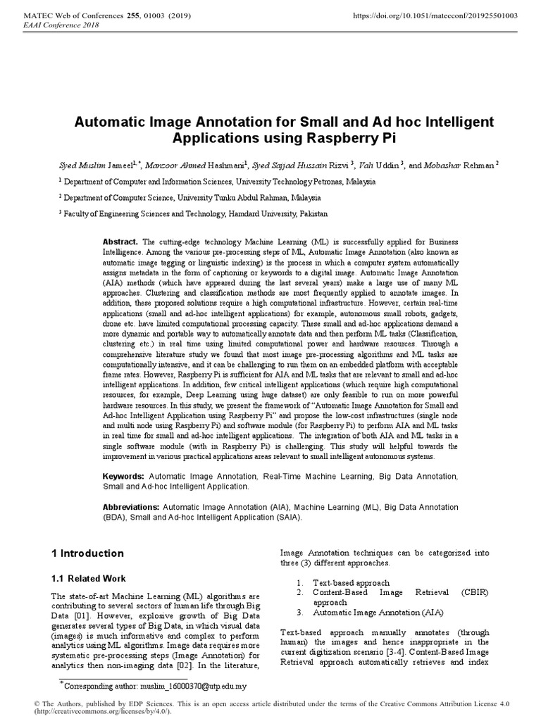 Automatic Image Annotation For Small and Ad Hoc in | PDF | Machine ...