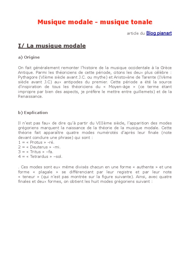 Modalite Tonalite | PDF | Classiques