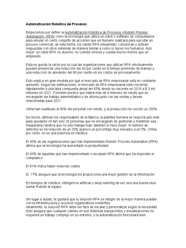 Automatización Robótica de Procesos | PDF | Internet Bot | Automatización