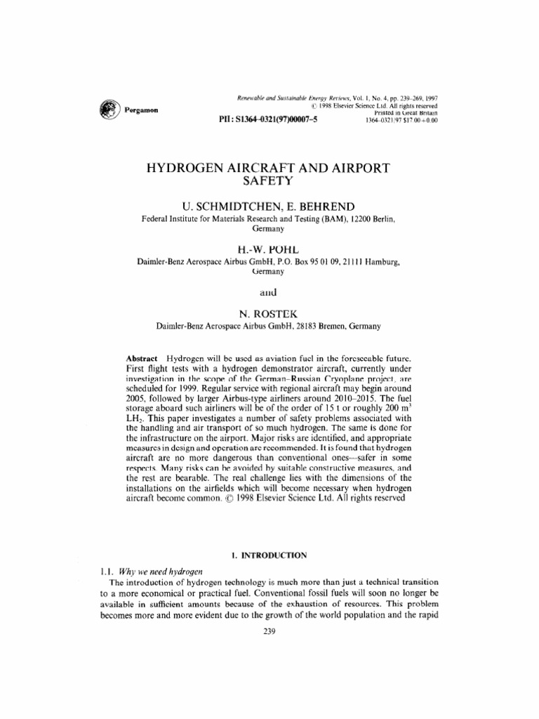 Hydrogen Aircraft Safety Analysis | PDF | Liquid Hydrogen | Hydrogen