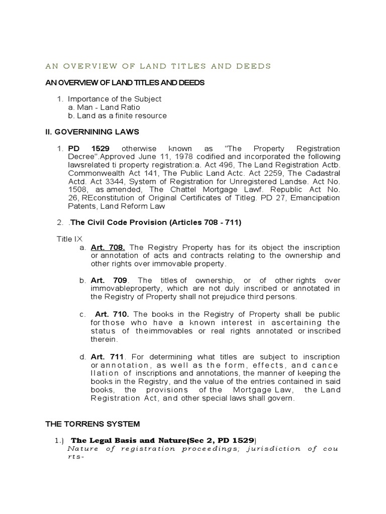 Overview of Land Titles in the Philippines | PDF | Foreclosure | Title ...