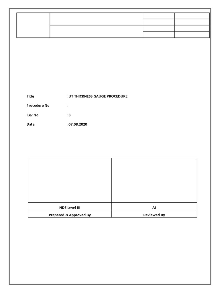 UT Thickness Gauge Procedure PDF Calibration Scientific Observation
