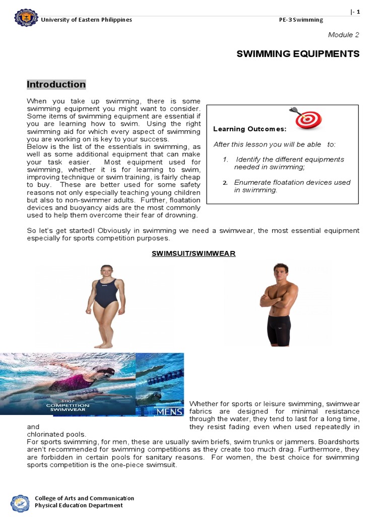 Module in Swimming 2 PDF Swimming Swimsuit