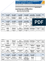 Physics Department Date Sheet for Mid-Term Exams