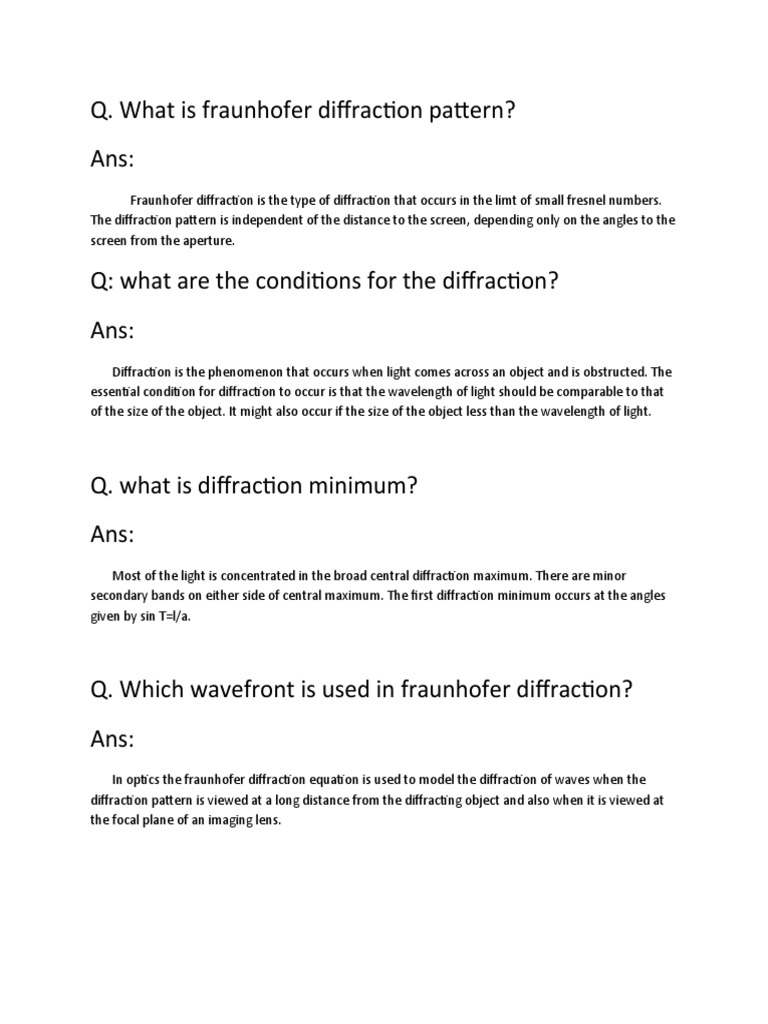 Understanding Fraunhofer Diffraction | PDF | Diffraction | Wavelength