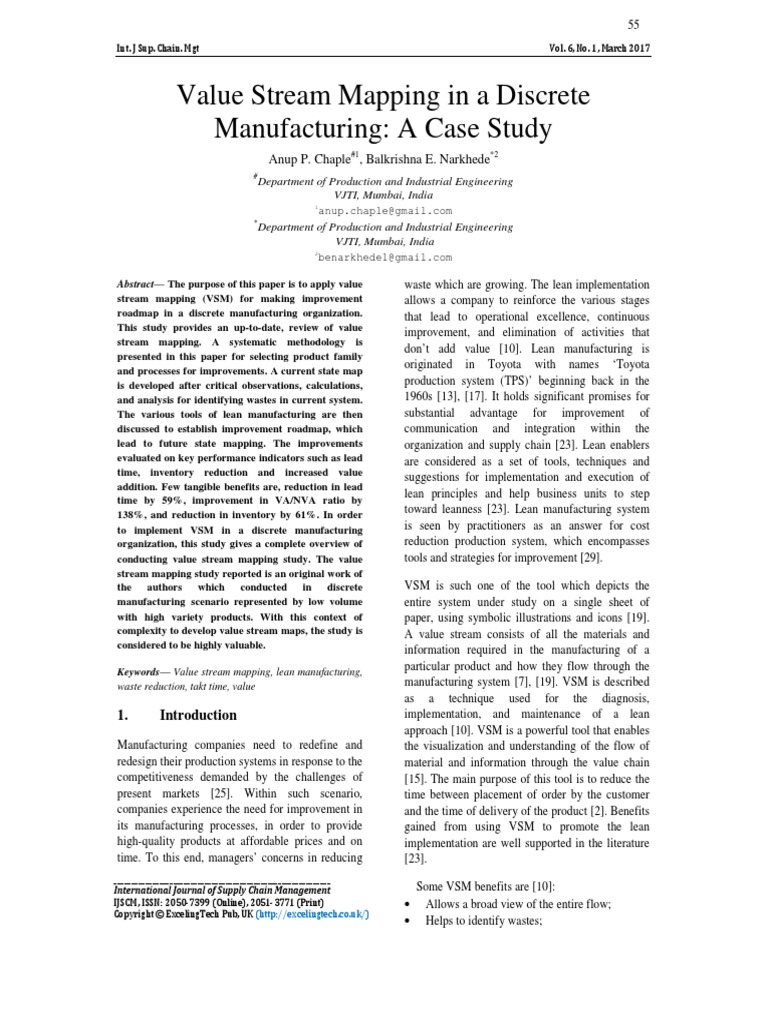 Value Stream Mapping in A Discrete Manufacturing: A Case Study | PDF ...