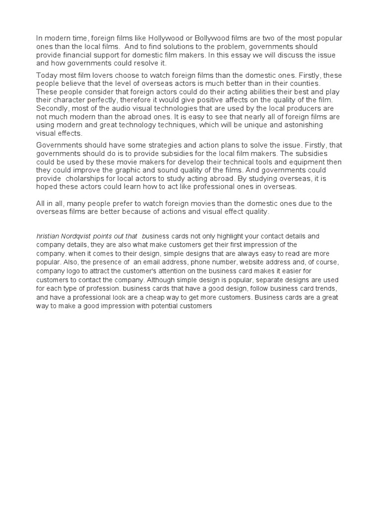 Supporting Domestic Film Makers | PDF