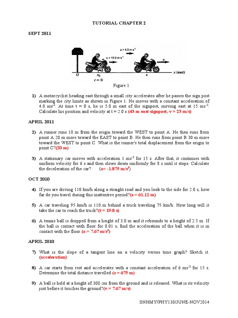 Tutorial Chapter 2 | PDF | Speed | Acceleration