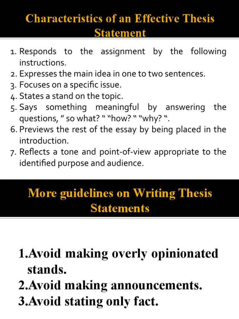 Effective Thesis Statement Characteristics | PDF | Thesis | Essays