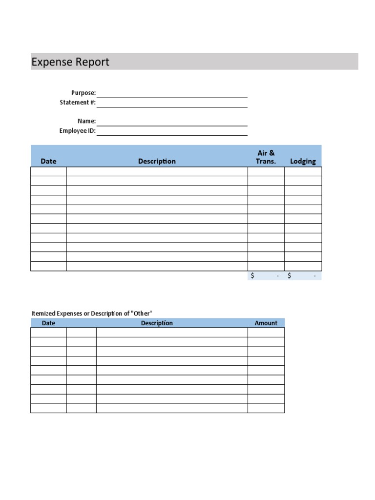 Employee Expense Report Template | PDF
