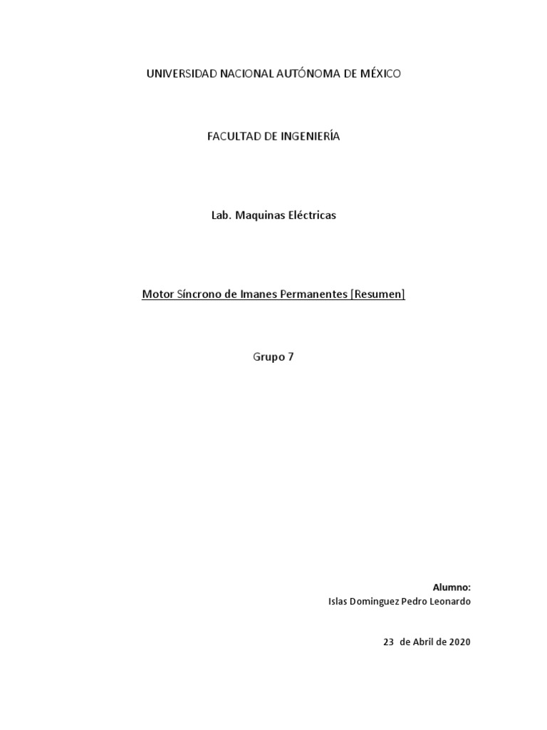 Motor Síncrono de Imanes Permanentes | PDF | Corriente eléctrica ...