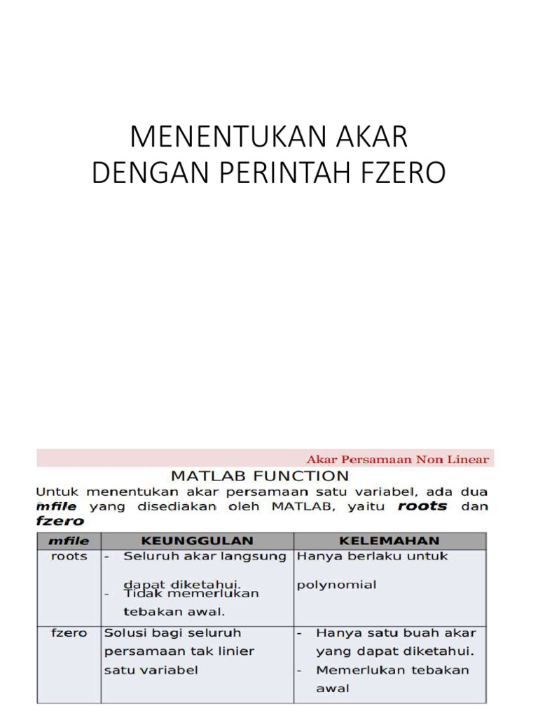 Penggunaan FZERO di MATLAB | PDF | Metode & Bahan Ajar