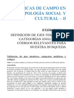 Ejercicio, DEFINICIÓN DE EJES TEMÁTICOS, CATEGORÍAS ANALÍTICAS Y CÓDIGOS RELEVANTES PARA NUESTRA BUSQUEDA