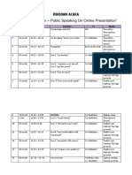 Rundown Acara: "Program Pelatihan - Public Speaking On Online Presentation"