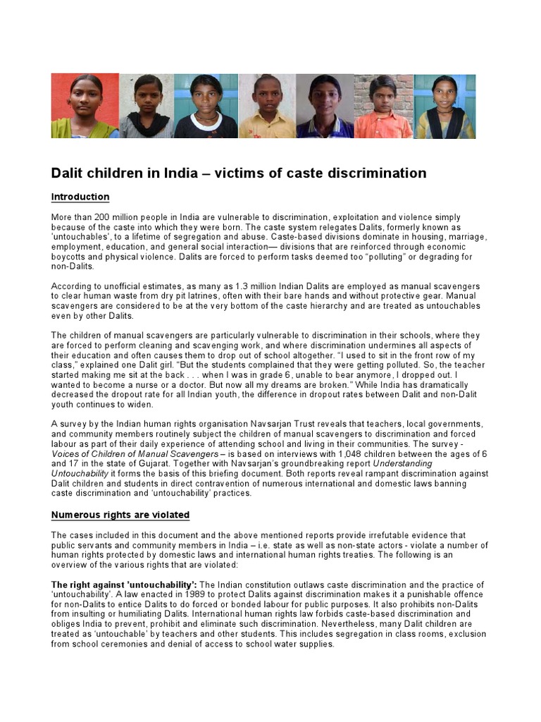 Dalit Children in India - Victims of Caste Discrimination PDF | PDF ...