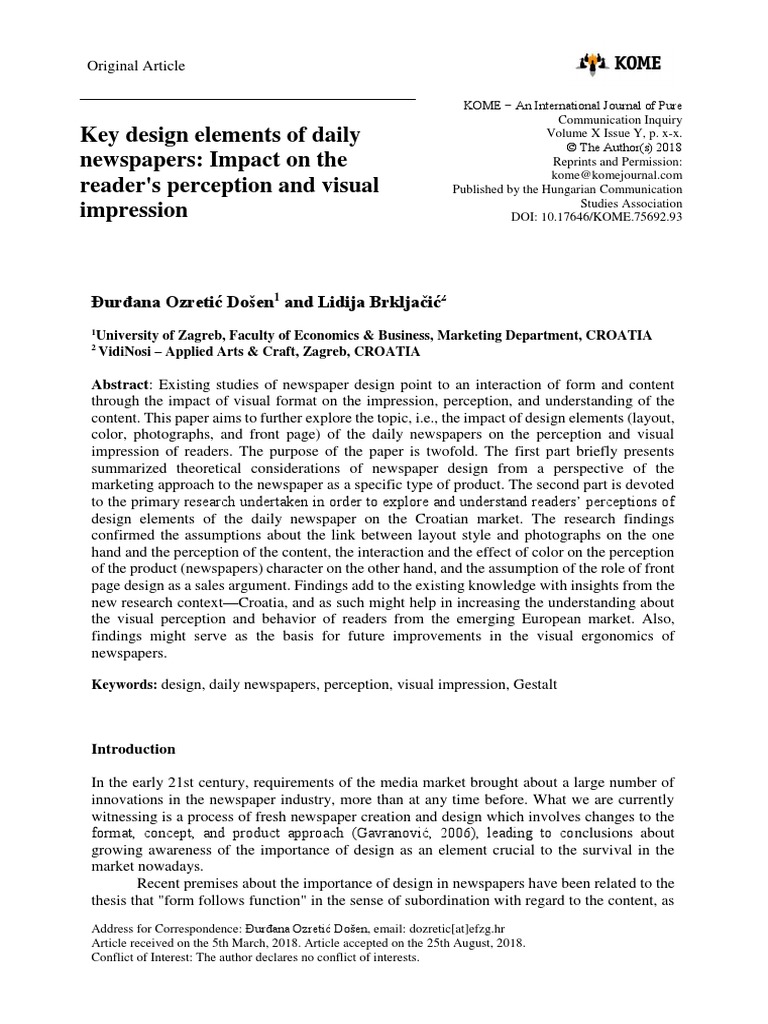 Key Design Elements of Daily Newspapers Impact On | PDF | Page Layout ...