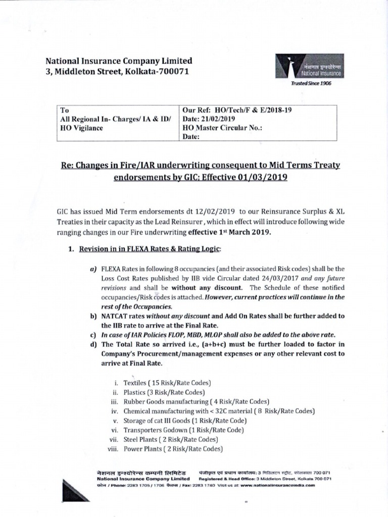 National Insurance Company Circular PDF | PDF