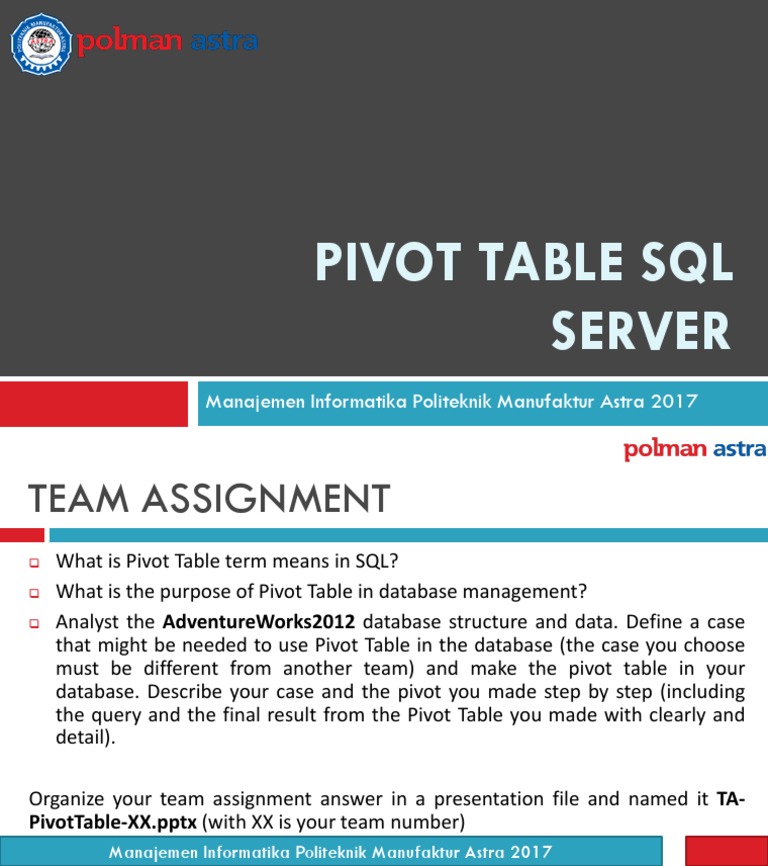 SQL Server Pivot Table Analysis | PDF
