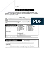 Warranty Registration Card: Product Information