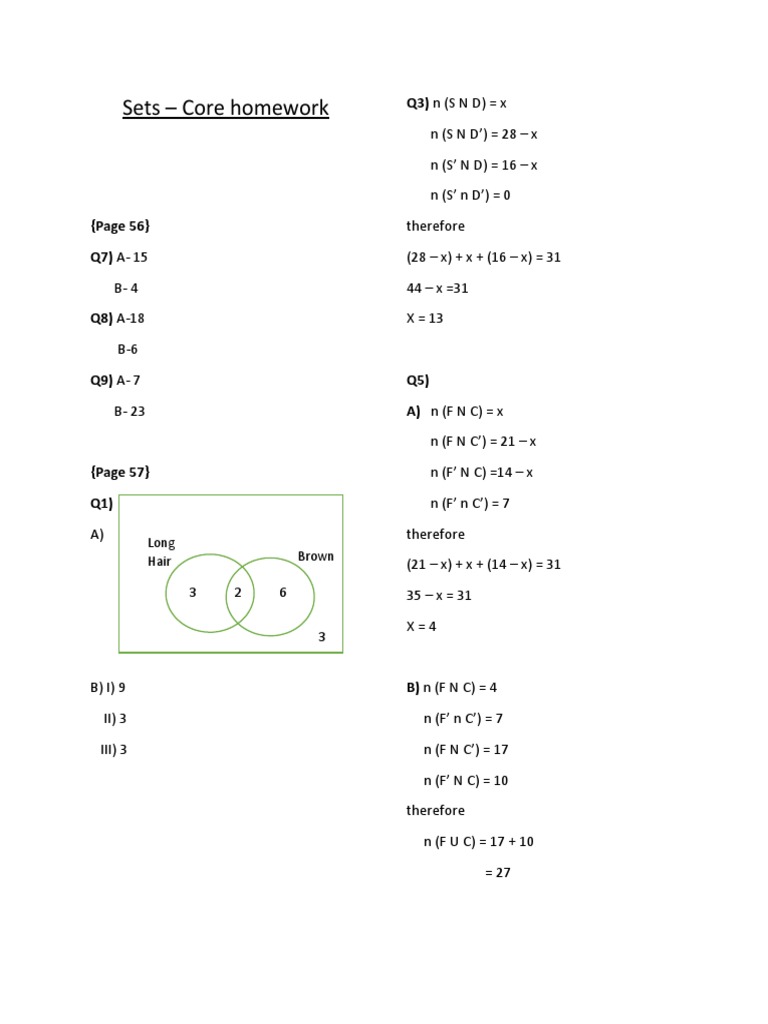 Math Homework - Sets | PDF