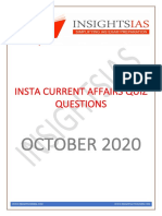 INSTA October 2020 Current Affairs Quiz Questions PDF