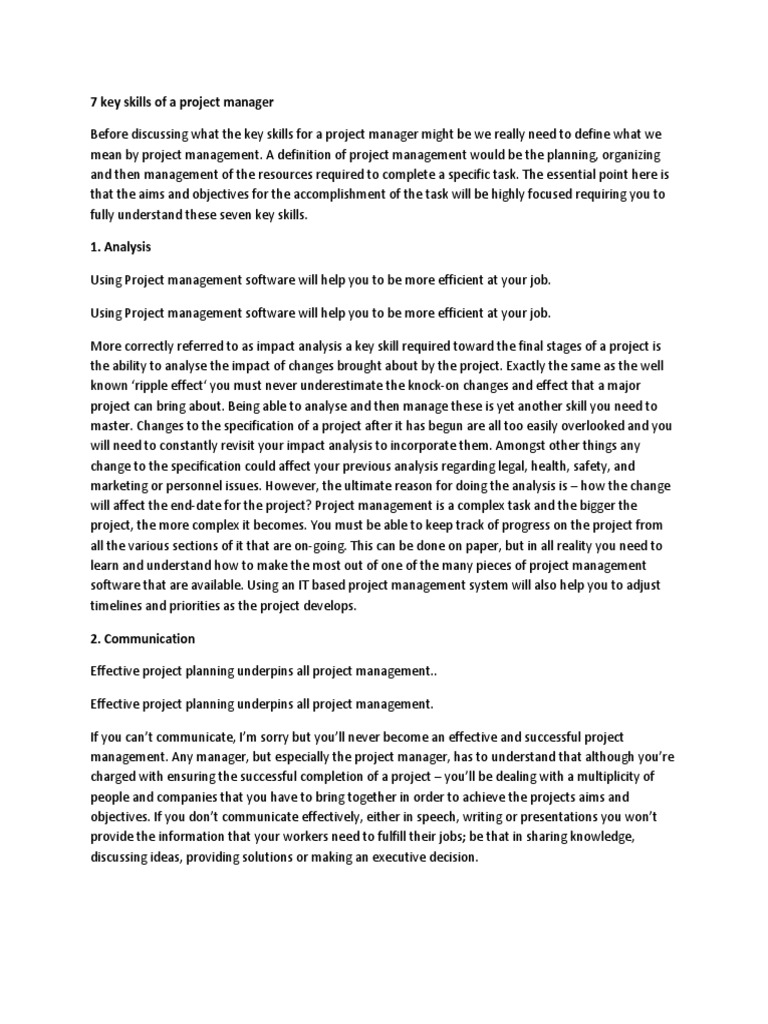 Key Skills for Project Managers | PDF | Project Management | Budget