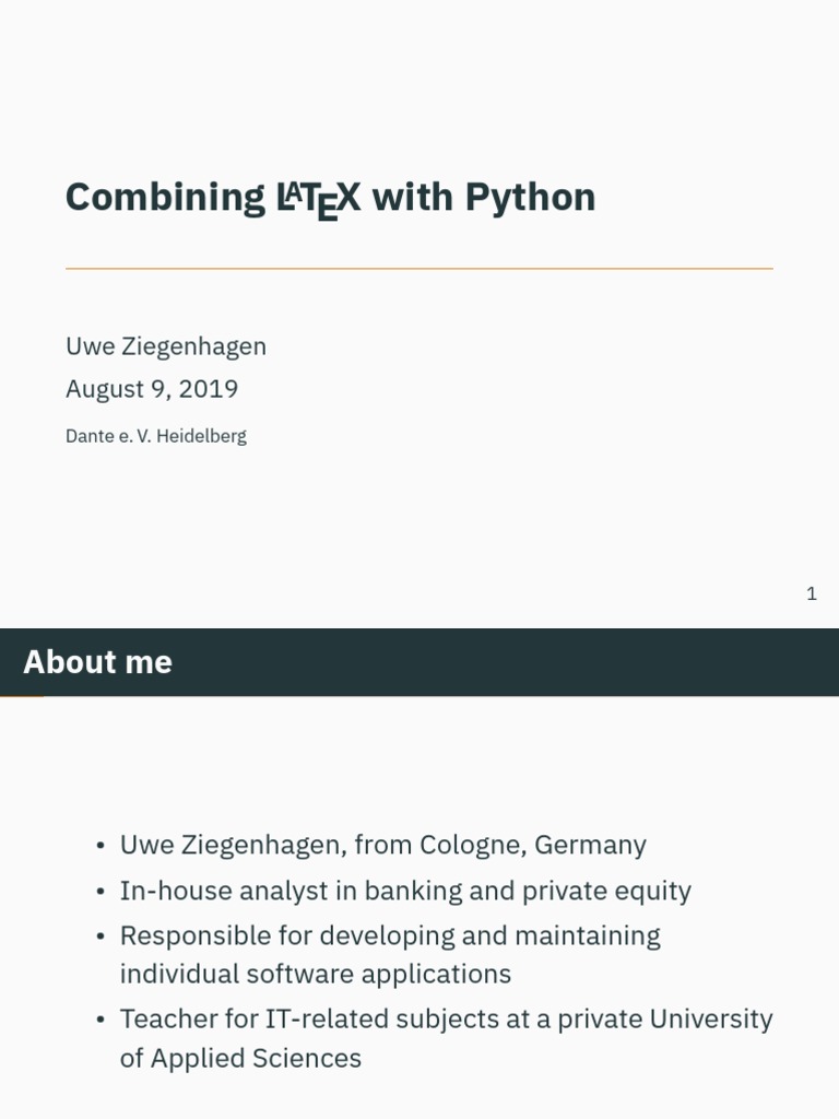 Combining L TEX With Python: Uwe Ziegenhagen August 9, 2019 | PDF ...