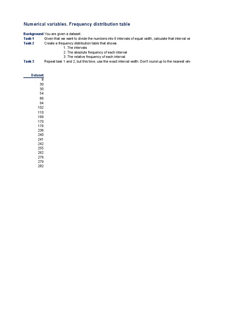 Equency Distribution Table Exercise | PDF