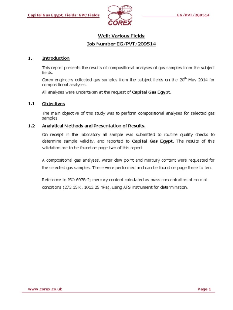 Compositional Gas Analysis Report for GPC Fields | PDF