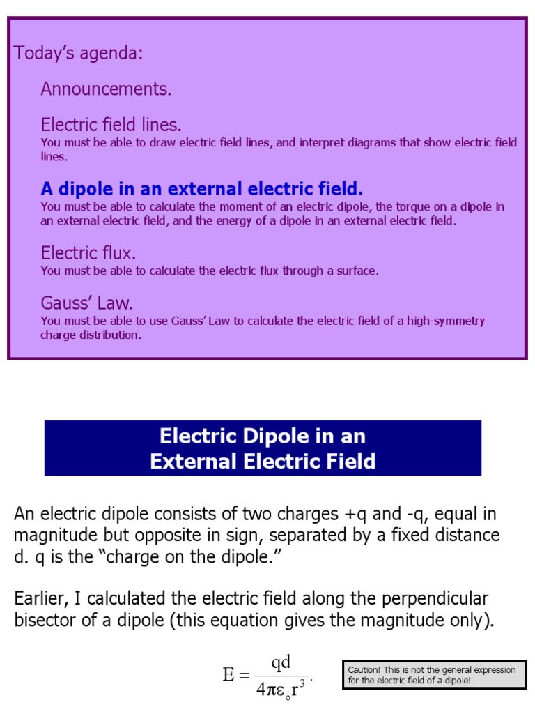 Electric Dipole in an External Electric Field | PDF | Electric Field ...