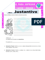 Ficha Ejemplos de Sustantivos para Quinto de Primaria