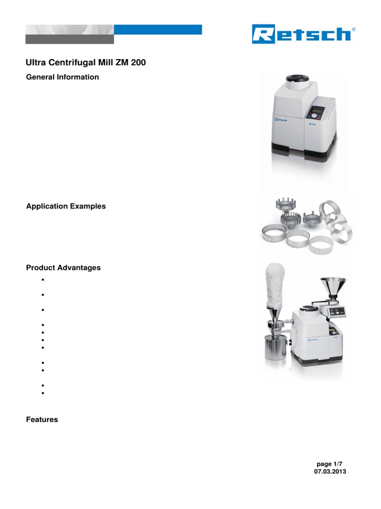 Rightstart Full Centrifugal Mill ZM 200 Product Brochure PDF PDF