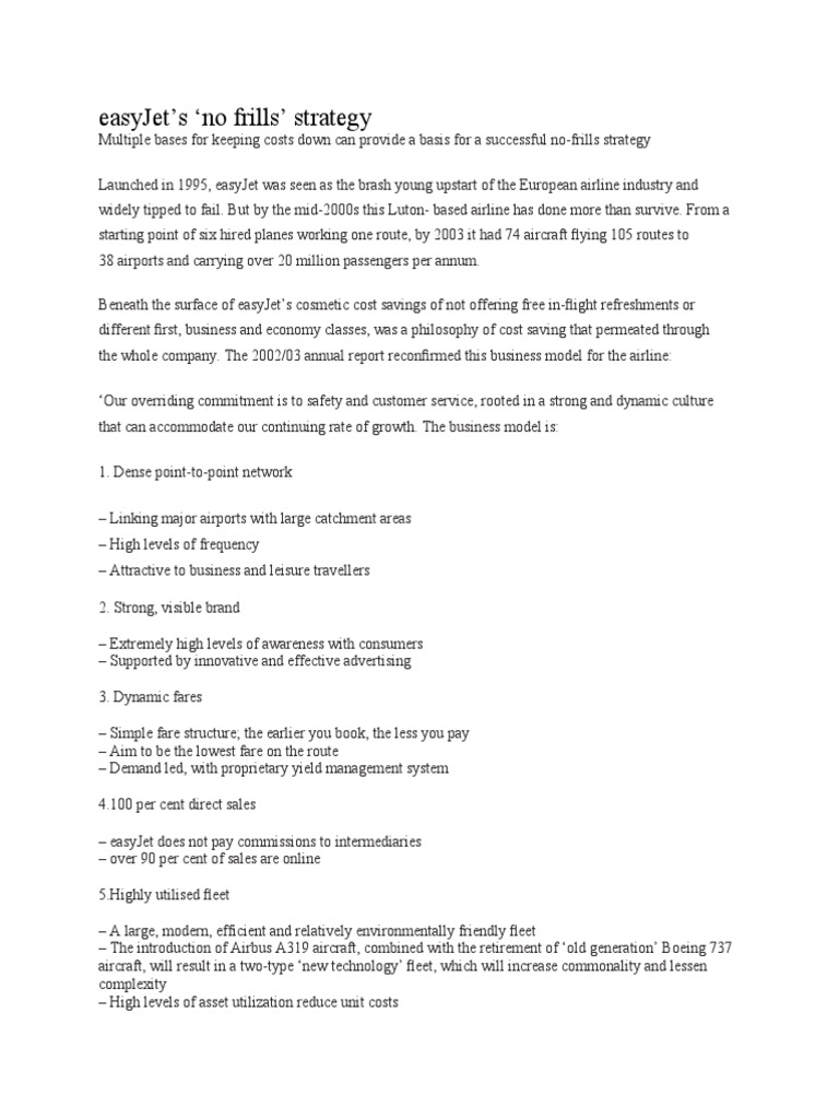 What are the ways in which easyjet achieves low cost operations? image