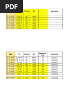 Date T/L Product Qty: Material