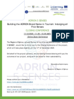 ADRION 5 SENSES - Closing Conference Invitation