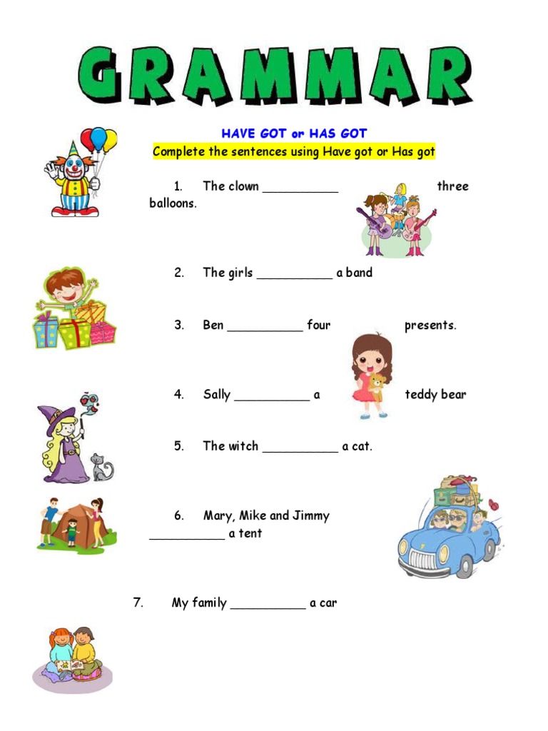 Have Got Has Got Exercises Pdf