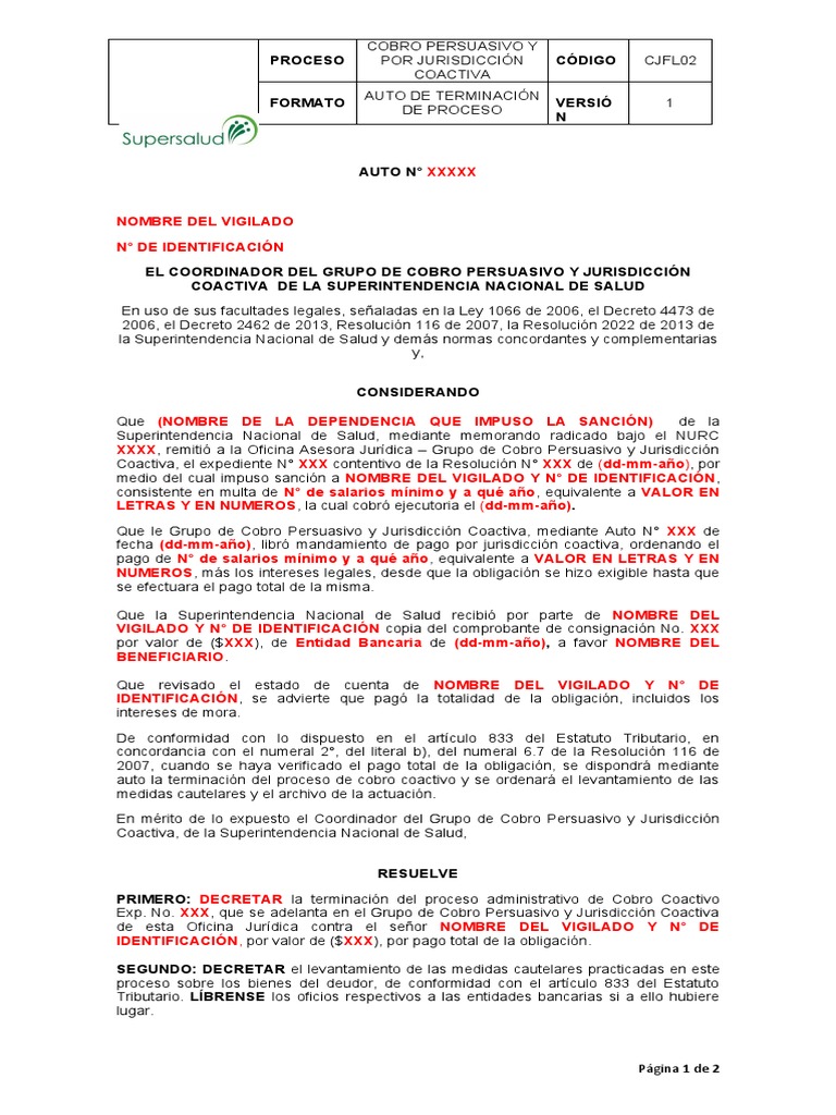 Terminacion Del Proceso | PDF | Instituciones sociales | Ciencias sociales