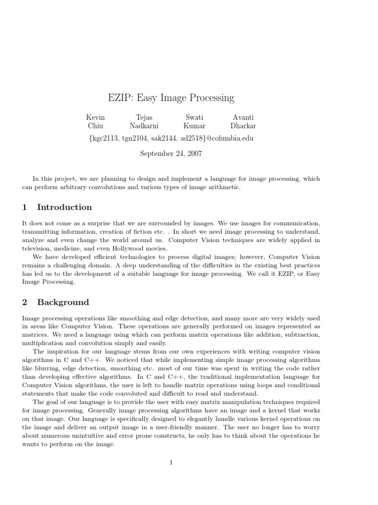 EZIP: Simplified Image Processing Language | PDF | Convolution ...