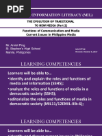 2.MIL 2. The Evolution of Traditional to New Media (Part 2)- Functions of Communication and Media, Issues in Philippine Media.pptx